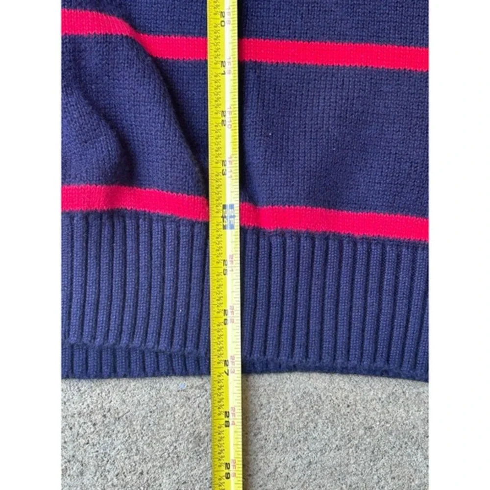 Vtg polo‎ ralph lauren sweater Navy And Red Striped XXL Cotton  1/4 Zip